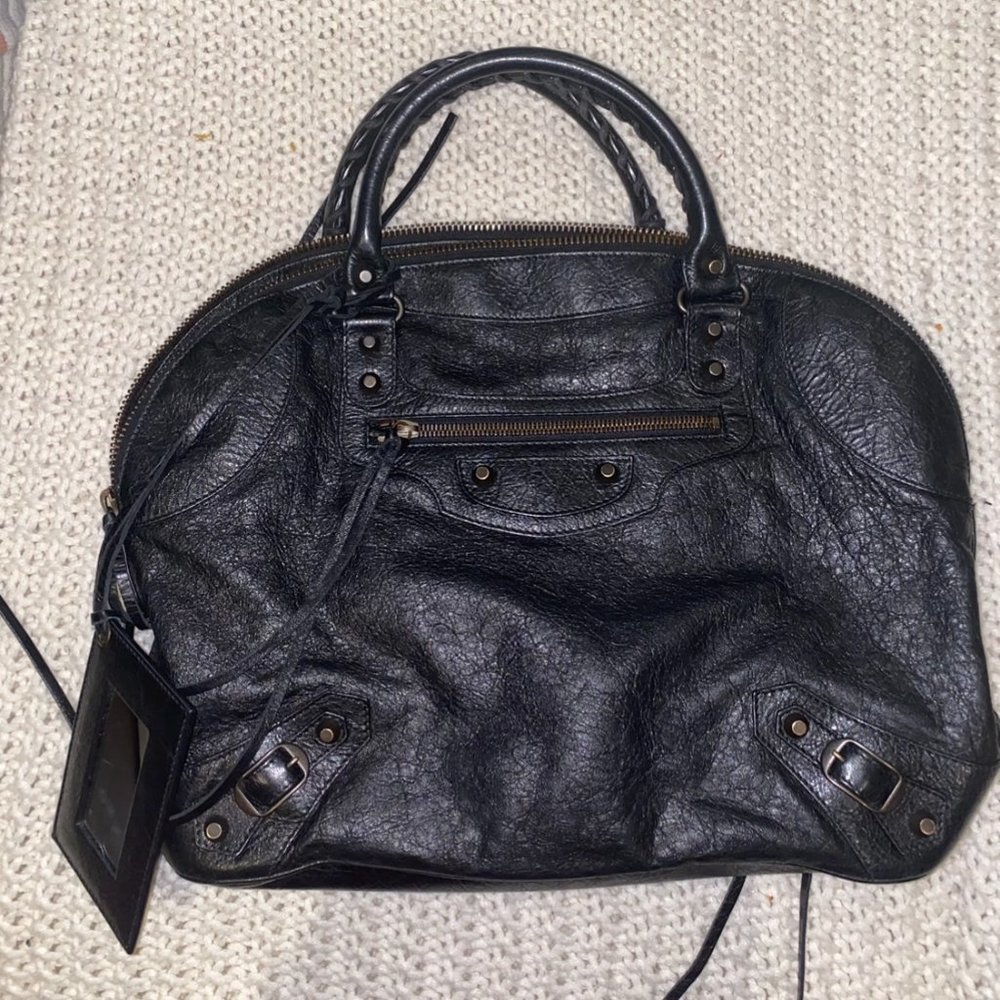 Balenciaga Motocross Bowling Bag in Black